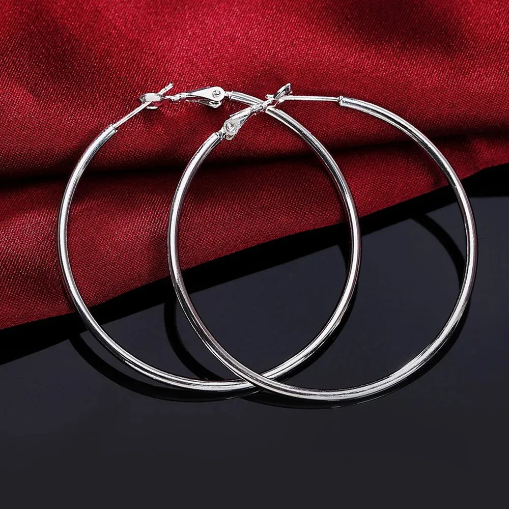 Topkwaliteit 925 Sterling Zilveren Oorbellen Eenvoudige Ronde Cirkel Oorringen Voor Vrouw Mode Bruiloft Verloving Charme Sieraden