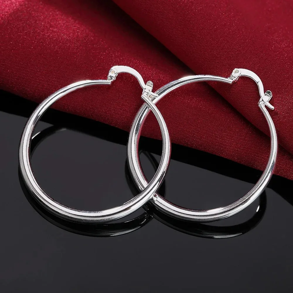 Topkwaliteit 925 Sterling Zilveren Oorbellen Eenvoudige Ronde Cirkel Oorringen Voor Vrouw Mode Bruiloft Verloving Charme Sieraden