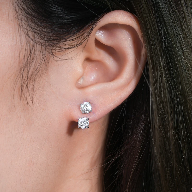 Nieuwe Oorknopjes 5Mm D Kleur Moissanite Drop Voor Vrouwen Echt 925 Zilver Piercing Sieraden Certificaat Voor En Achter Dual Purpose
