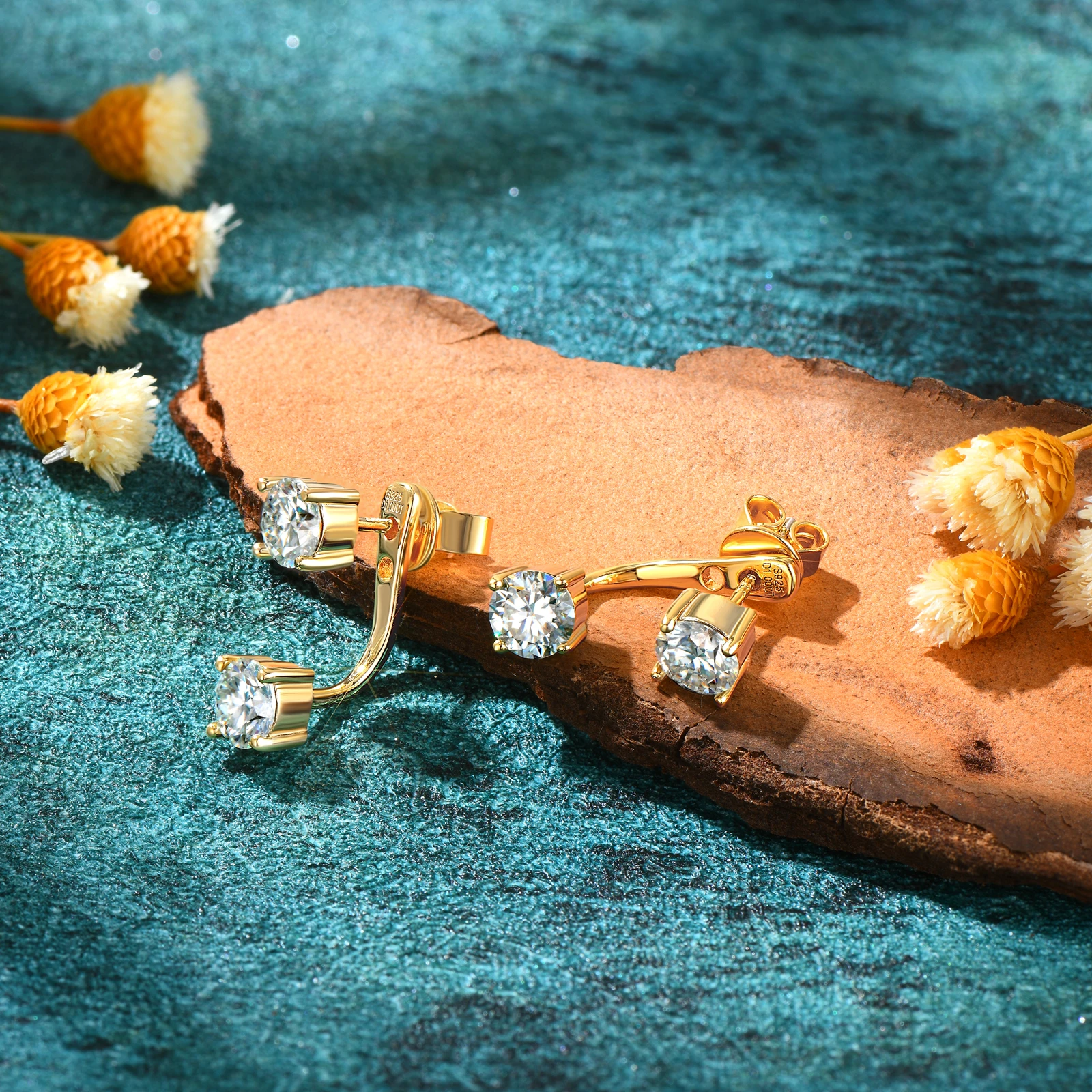 Nieuwe Oorknopjes 5Mm D Kleur Moissanite Drop Voor Vrouwen Echt 925 Zilver Piercing Sieraden Certificaat Voor En Achter Dual Purpose