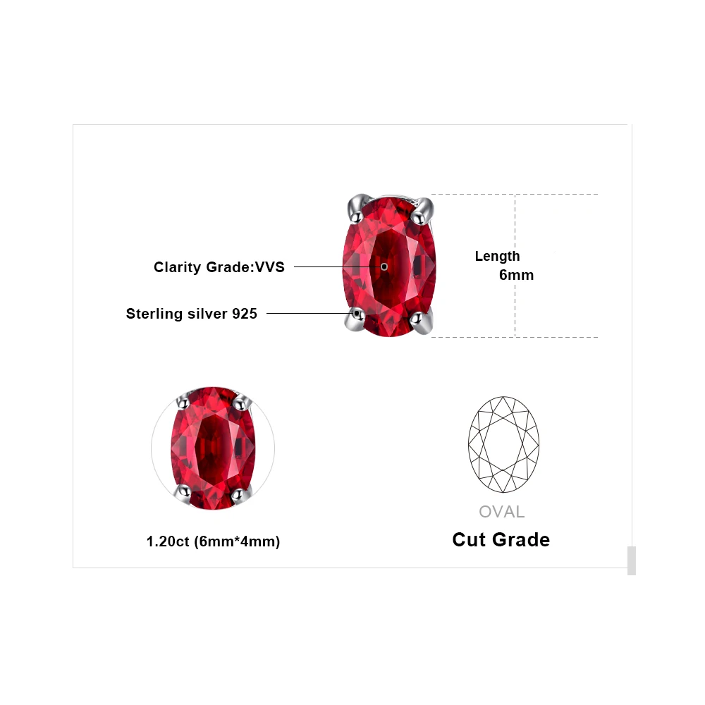 Jewelrypalace Ovale Snit Rood Gemaakt Robijn 925 Sterling Zilveren Oorknopjes Voor Vrouwen Fashion Statement Sieraden Edelsteen Oorbellen