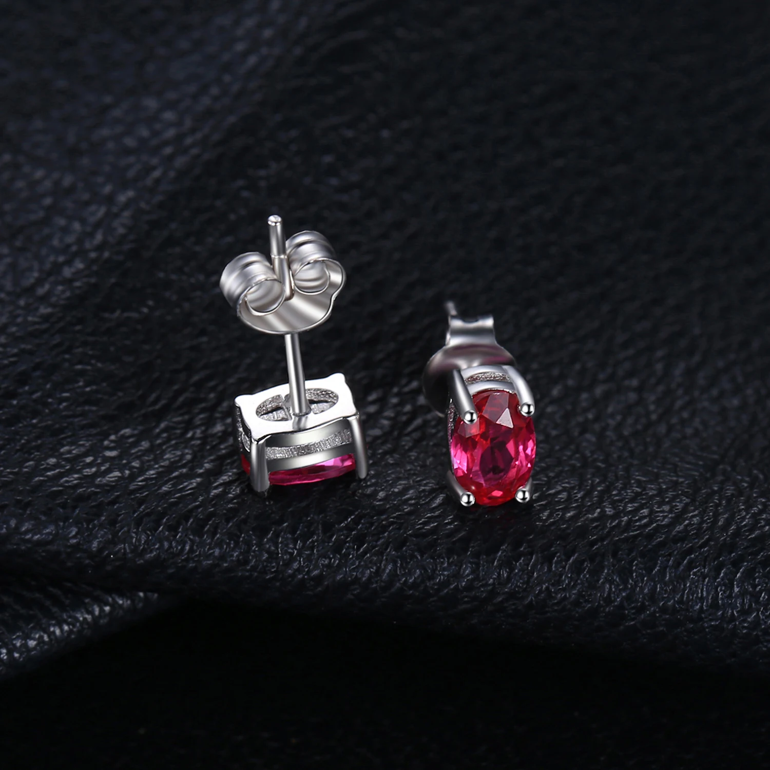 Jewelrypalace Ovale Snit Rood Gemaakt Robijn 925 Sterling Zilveren Oorknopjes Voor Vrouwen Fashion Statement Sieraden Edelsteen Oorbellen