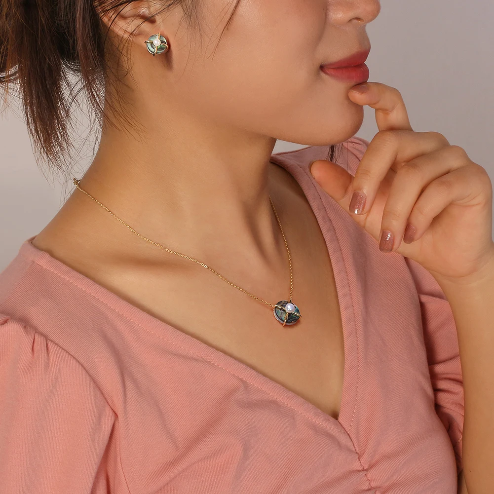 Kus Mandy S925 Zilver Natuurlijke Zoetwater Parel Abalone Shell Oorknopjes Voor Vrouwen 14K Gouden Mode Oor Stud Sieraden Gpe25