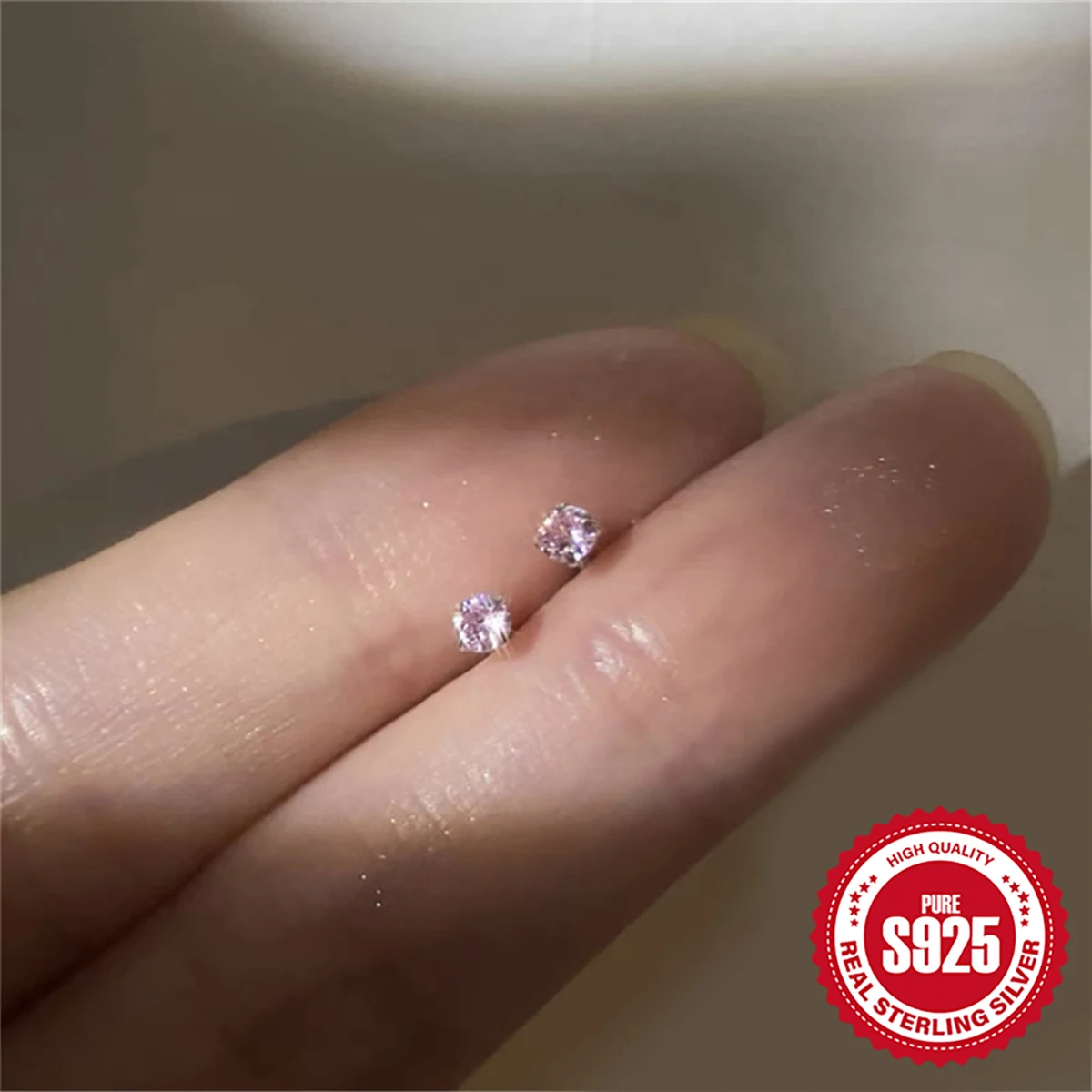 Aide 1 Paar 925 Sterling Zilveren Vierklauw Kleurrijke Mini Ronde Bar Piercing Oorbellen Voor Vrouwen Minimalistisch Sieradenfeest Cadeau