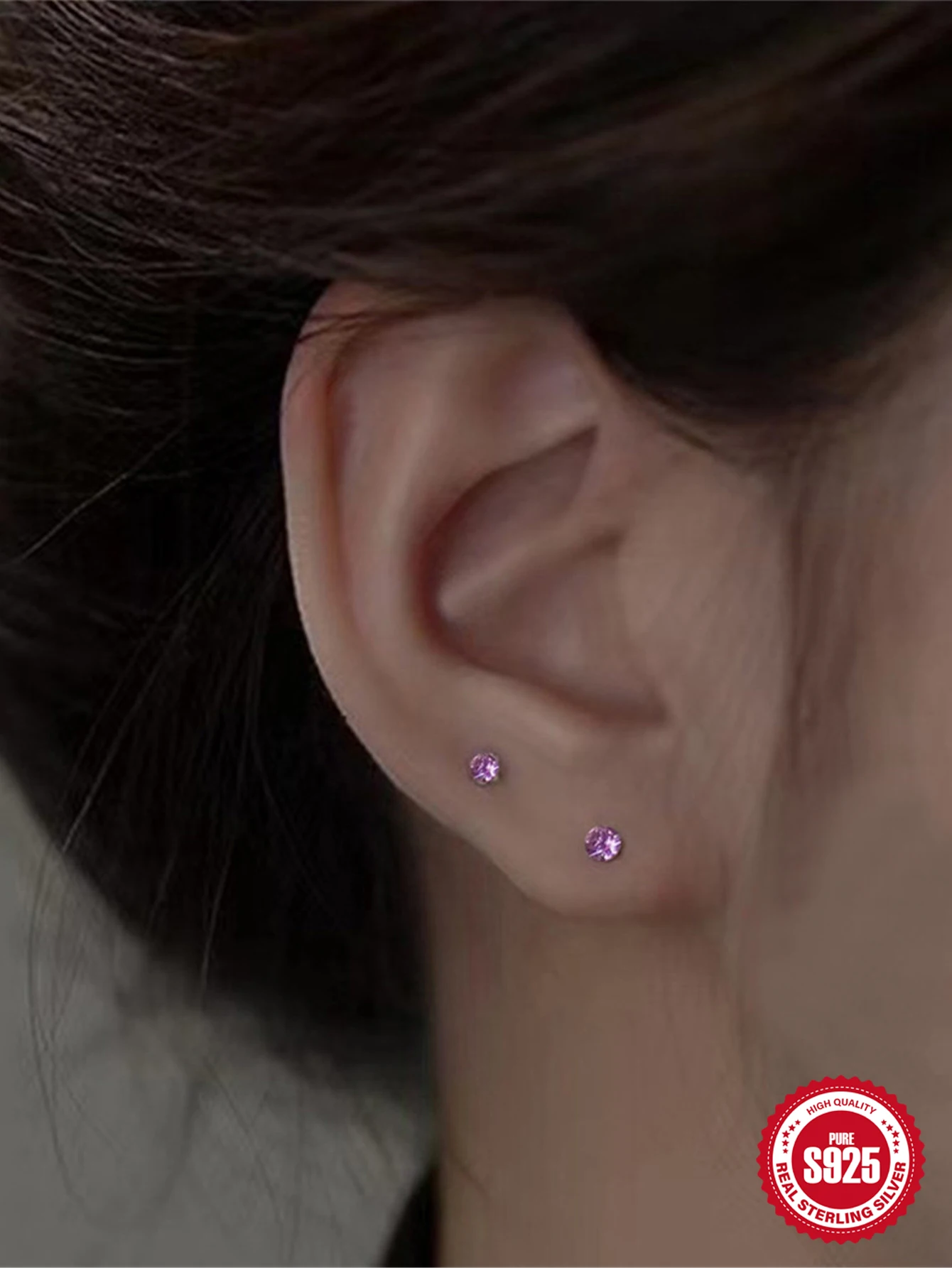 Aide 1 Paar 925 Sterling Zilveren Vierklauw Kleurrijke Mini Ronde Bar Piercing Oorbellen Voor Vrouwen Minimalistisch Sieradenfeest Cadeau