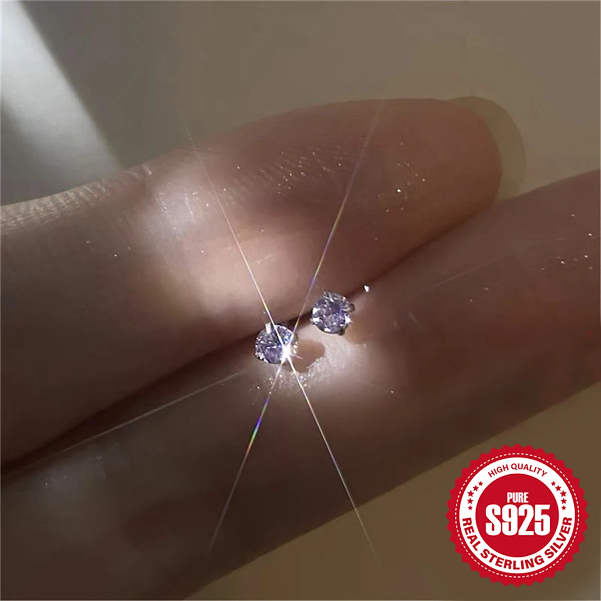 Aide 1 Paar 925 Sterling Zilveren Vierklauw Kleurrijke Mini Ronde Bar Piercing Oorbellen Voor Vrouwen Minimalistisch Sieradenfeest Cadeau