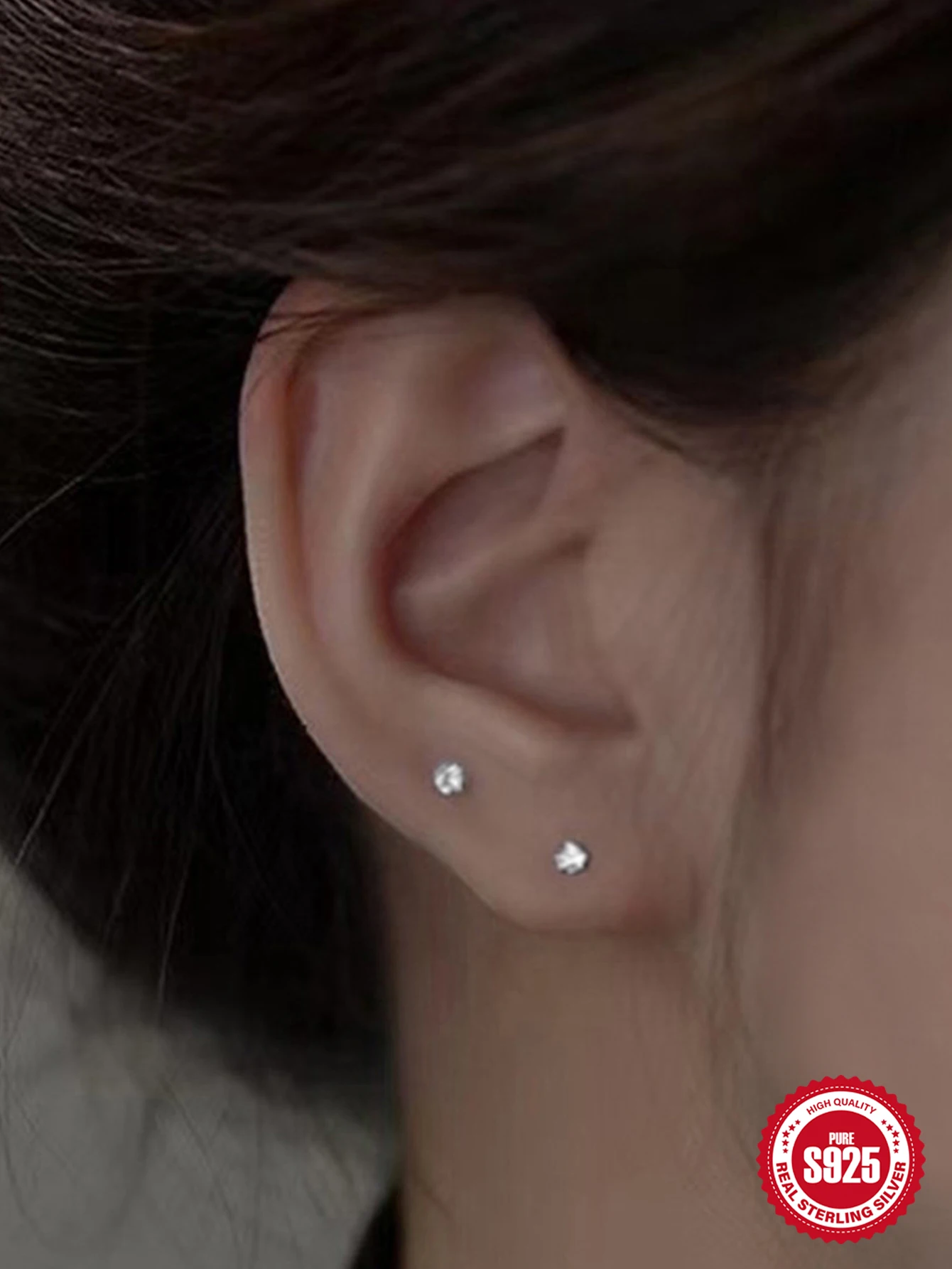 Aide 1 Paar 925 Sterling Zilveren Vierklauw Kleurrijke Mini Ronde Bar Piercing Oorbellen Voor Vrouwen Minimalistisch Sieradenfeest Cadeau