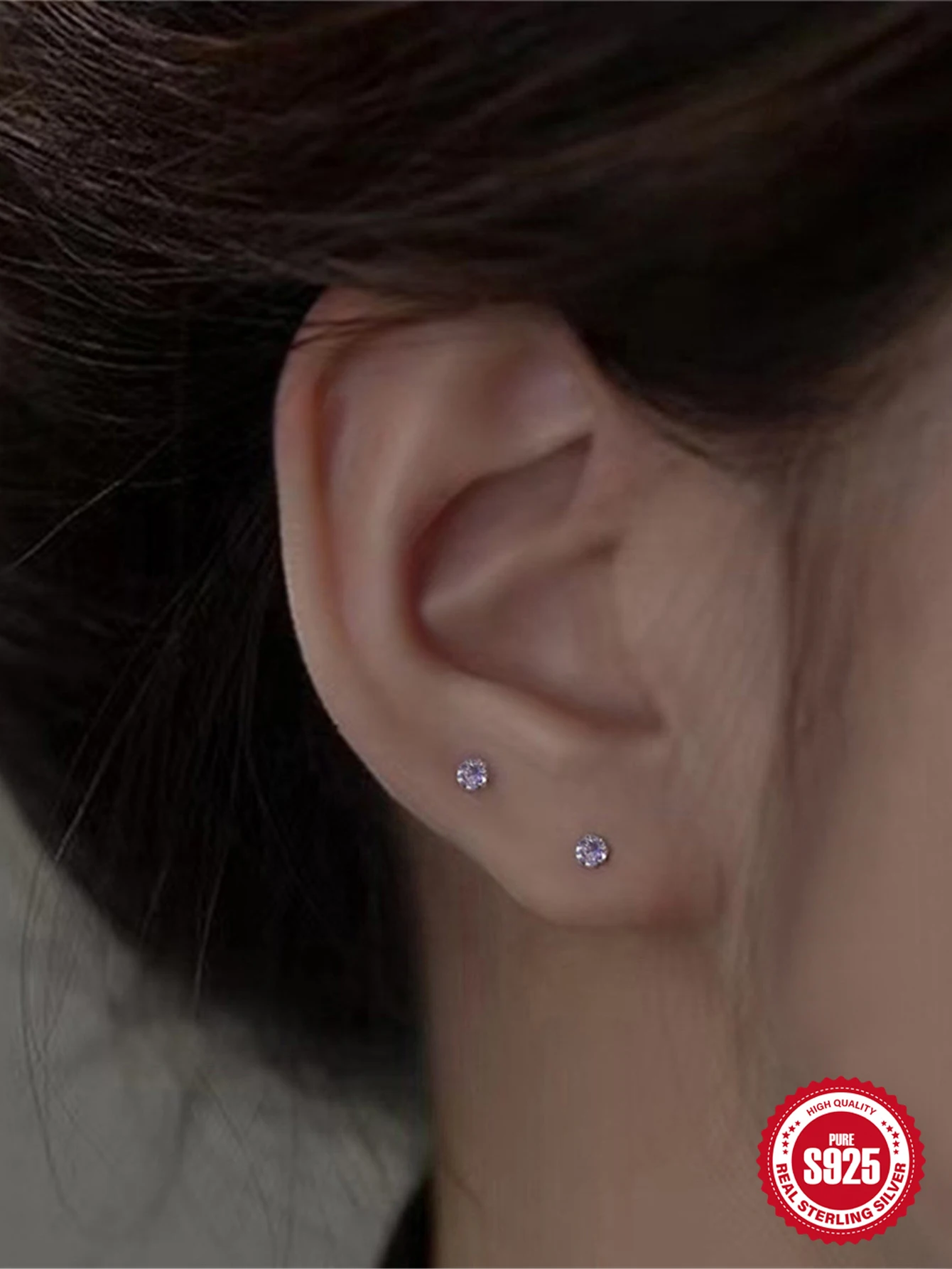 Aide 1 Paar 925 Sterling Zilveren Vierklauw Kleurrijke Mini Ronde Bar Piercing Oorbellen Voor Vrouwen Minimalistisch Sieradenfeest Cadeau