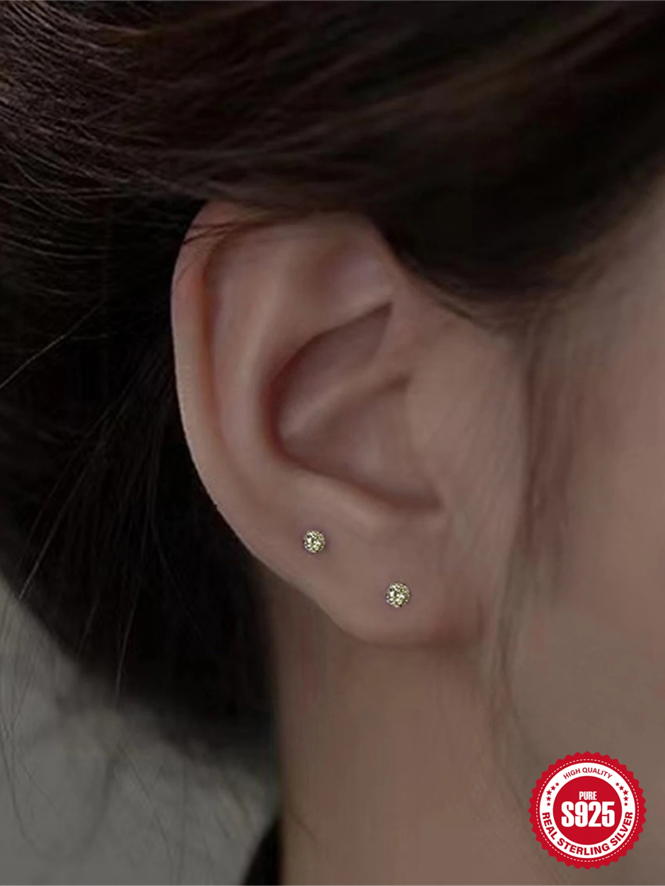 Aide 1 Paar 925 Sterling Zilveren Vierklauw Kleurrijke Mini Ronde Bar Piercing Oorbellen Voor Vrouwen Minimalistisch Sieradenfeest Cadeau