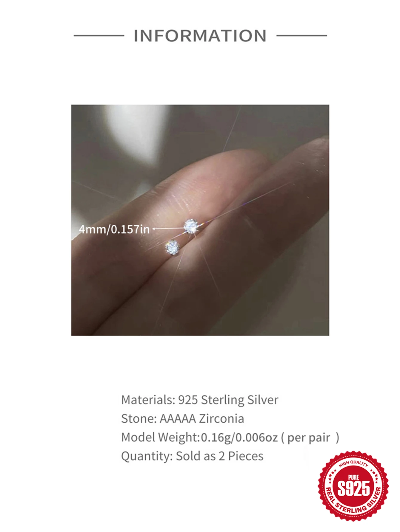 Aide 1 Paar 925 Sterling Zilveren Vierklauw Kleurrijke Mini Ronde Bar Piercing Oorbellen Voor Vrouwen Minimalistisch Sieradenfeest Cadeau