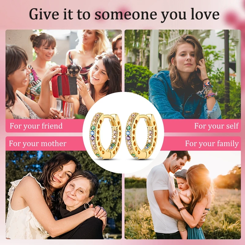 Nieuwe Stijl 925 Sterling Zilver Gouden Kleur Serie Vrouwen Oorbellen Fit Originele Pandora Oorbellen Fijne Bruiloft Sieraden Geschenken