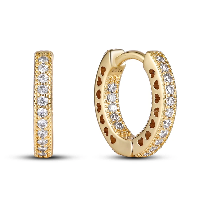 Nieuwe Stijl 925 Sterling Zilver Gouden Kleur Serie Vrouwen Oorbellen Fit Originele Pandora Oorbellen Fijne Bruiloft Sieraden Geschenken