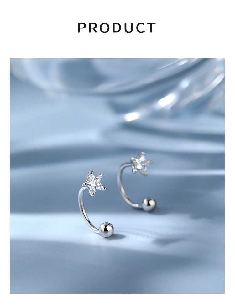 Ventfille 925 Zilveren Ster Flash Kristal Zomer Kleine Verse Vrouwelijke 2022 Nieuwe Trendy Persoonlijkheid Oorbellen