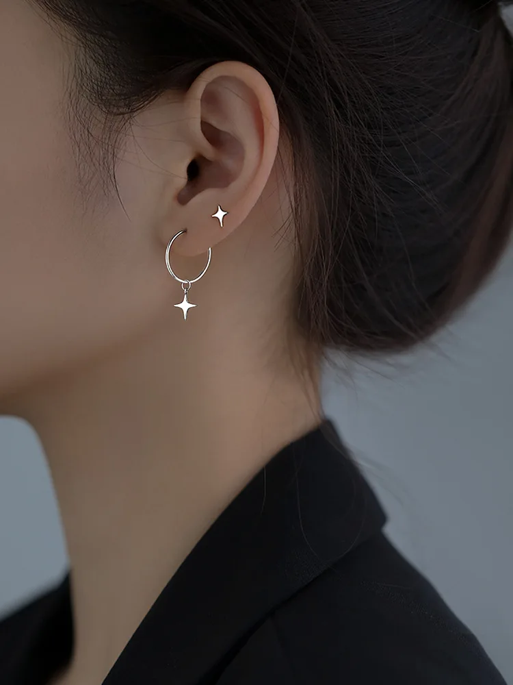 Ventfille 925 Zilveren Ster Flash Kristal Zomer Kleine Verse Vrouwelijke 2022 Nieuwe Trendy Persoonlijkheid Oorbellen