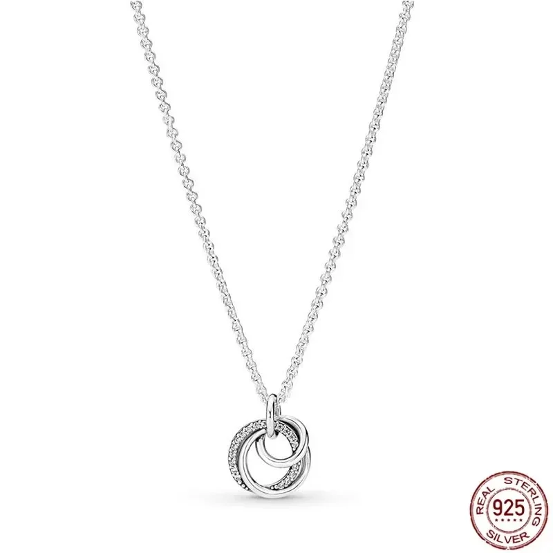 Klassieke 925 Sterling Zilveren Glanzende Multi Ronde Hartvormige Hanger Ketting Past Ontwerp Originele Charme Kralen Diy Prachtige Cadeau