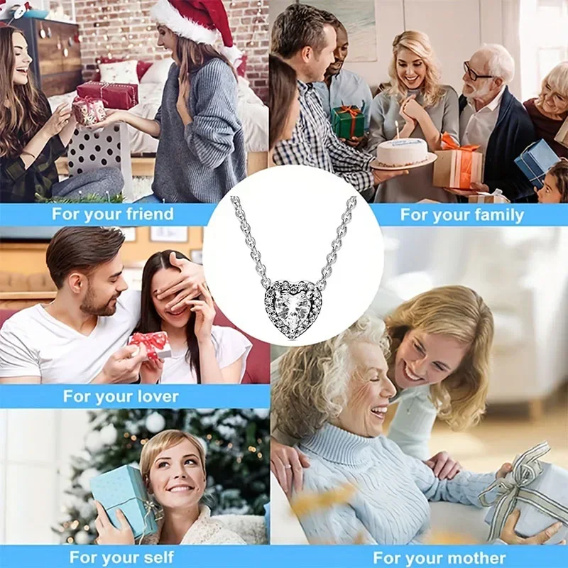 Klassieke 925 Sterling Zilveren Glanzende Multi Ronde Hartvormige Hanger Ketting Past Ontwerp Originele Charme Kralen Diy Prachtige Cadeau