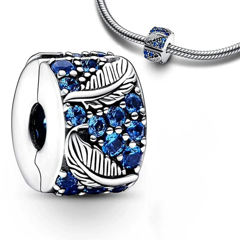 Nieuwe Mode 925 Zilver Plating Blauwe Serie Ketting Hanger Bedels Kraal Fit Originele Pandora Armband Diy Vakantie Geschenken Sieraden