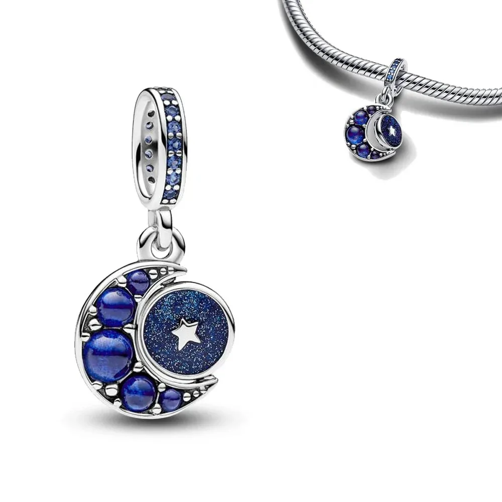 Nieuwe Mode 925 Zilver Plating Blauwe Serie Ketting Hanger Bedels Kraal Fit Originele Pandora Armband Diy Vakantie Geschenken Sieraden