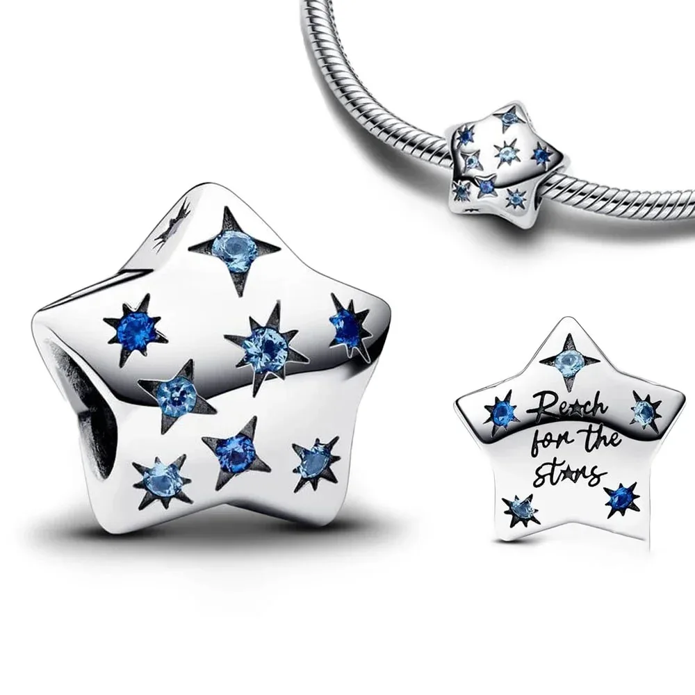 Nieuwe Mode 925 Zilver Plating Blauwe Serie Ketting Hanger Bedels Kraal Fit Originele Pandora Armband Diy Vakantie Geschenken Sieraden