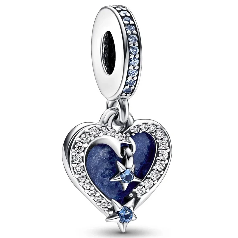 Nieuwe Mode 925 Zilver Plating Blauwe Serie Ketting Hanger Bedels Kraal Fit Originele Pandora Armband Diy Vakantie Geschenken Sieraden