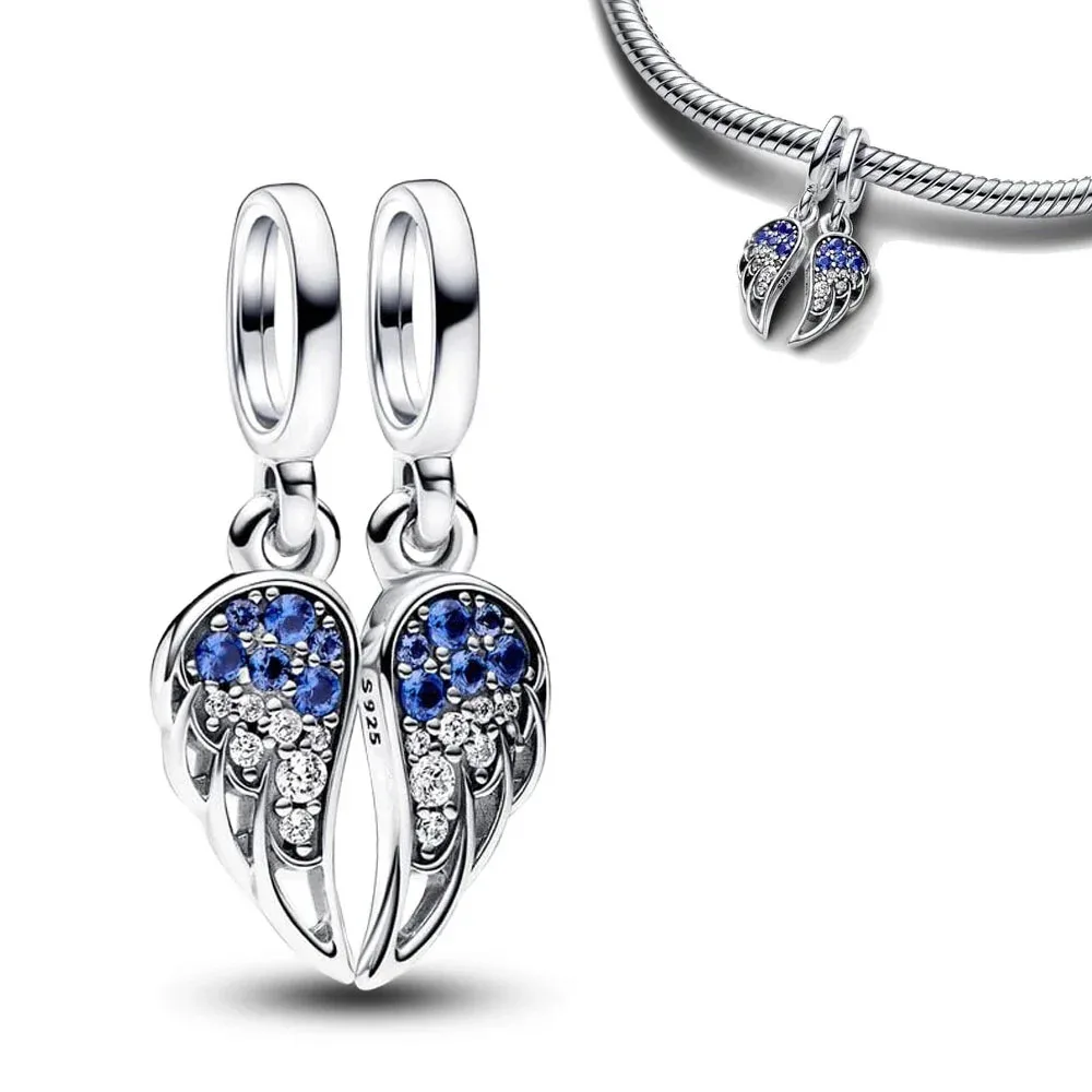 Nieuwe Mode 925 Zilver Plating Blauwe Serie Ketting Hanger Bedels Kraal Fit Originele Pandora Armband Diy Vakantie Geschenken Sieraden