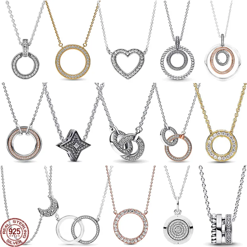 Hot Selling 925 Sterling Zilveren Klassieke Multi Ronde Hartvormige Ster Hanger Ketting Fit Originele Pandora Kralen Diy Geschenken