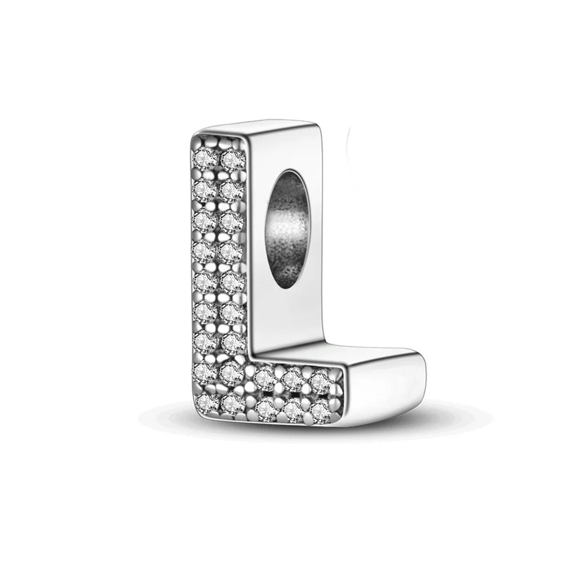 Zilveren Kleur Originele Pasvorm Pandora 925 Originele Bracele Zilver Classic 26 Letters Kralen Charme Diy Vrouwen Pendan Sieraden