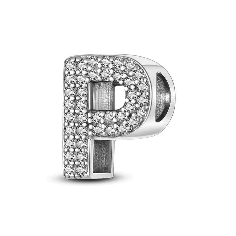 Zilveren Kleur Originele Pasvorm Pandora 925 Originele Bracele Zilver Classic 26 Letters Kralen Charme Diy Vrouwen Pendan Sieraden