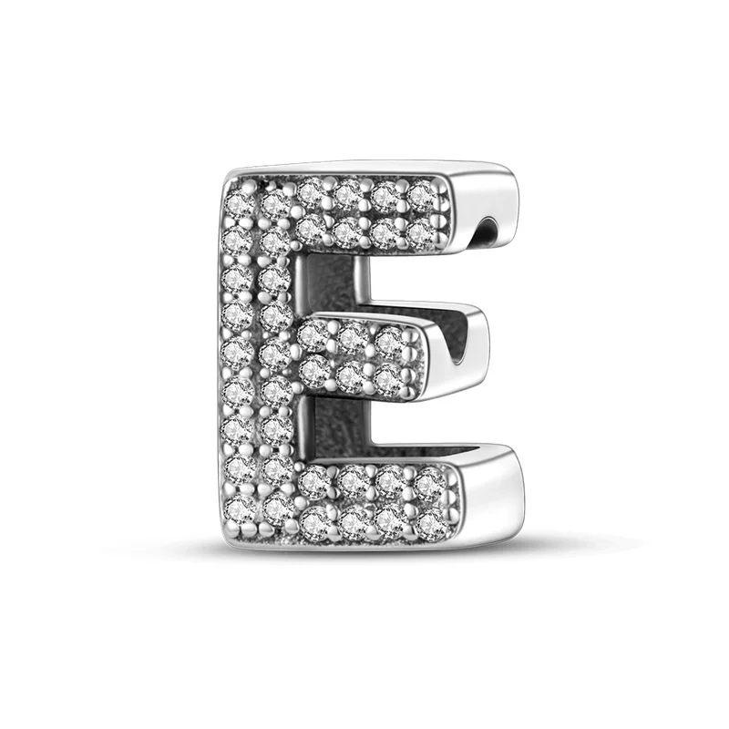 Zilveren Kleur Originele Pasvorm Pandora 925 Originele Bracele Zilver Classic 26 Letters Kralen Charme Diy Vrouwen Pendan Sieraden