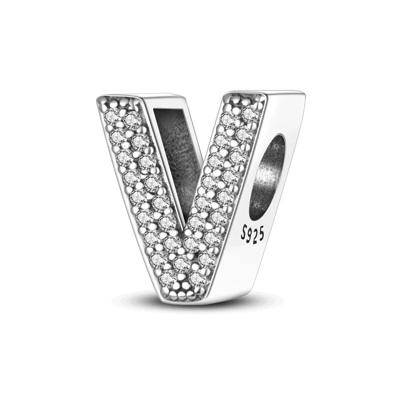 Zilveren Kleur Originele Pasvorm Pandora 925 Originele Bracele Zilver Classic 26 Letters Kralen Charme Diy Vrouwen Pendan Sieraden