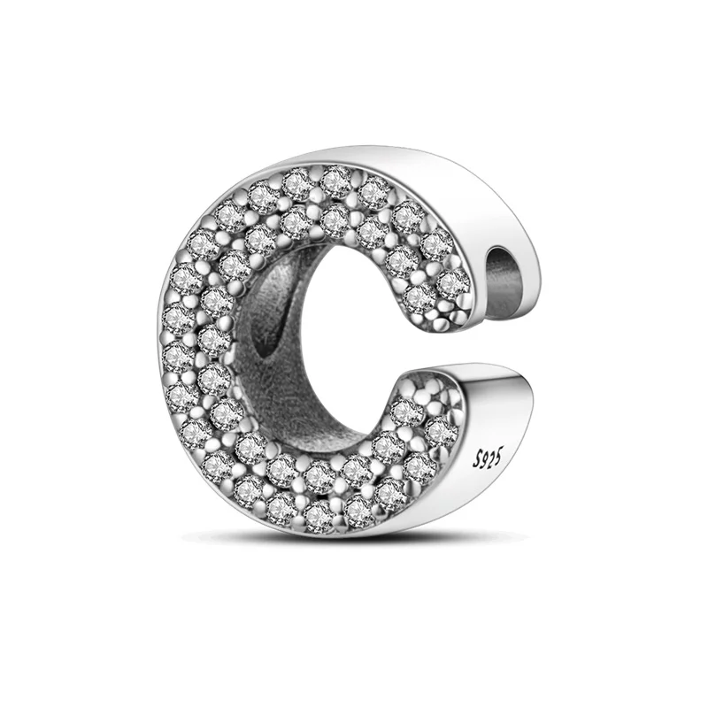 Zilveren Kleur Originele Pasvorm Pandora 925 Originele Bracele Zilver Classic 26 Letters Kralen Charme Diy Vrouwen Pendan Sieraden