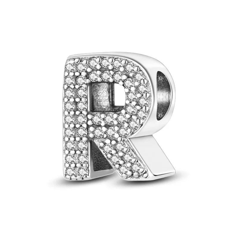 Zilveren Kleur Originele Pasvorm Pandora 925 Originele Bracele Zilver Classic 26 Letters Kralen Charme Diy Vrouwen Pendan Sieraden