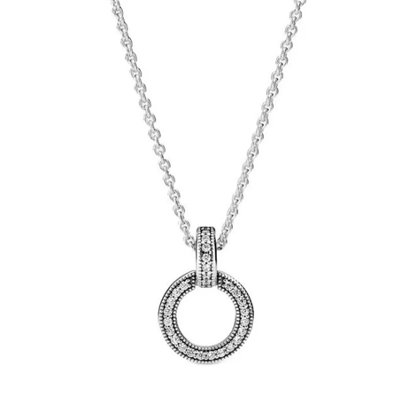 Hot Selling 925 Sterling Zilveren Klassieke Glanzende Hartvormige Zirkoon Hanger Ketting Fit Originele Pandora Kralen Diy Prachtige Cadeau