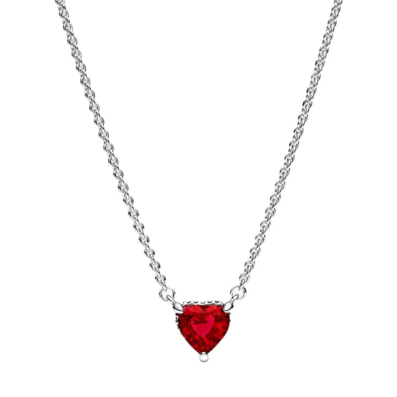 Hot Selling 925 Sterling Zilveren Klassieke Glanzende Hartvormige Zirkoon Hanger Ketting Fit Originele Pandora Kralen Diy Prachtige Cadeau