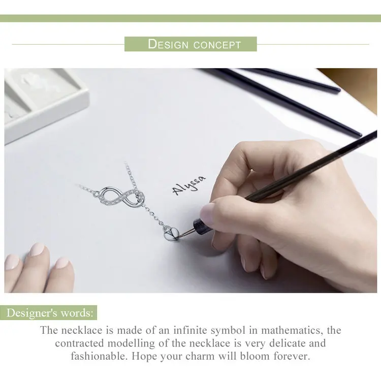 Wostu Authentieke 925 Sterling Zilver Infinity Love Heart Hanger Ketting Voor Vrouwen Zilveren Sieraden Liefhebber Romantisch Geschenk Cqn223