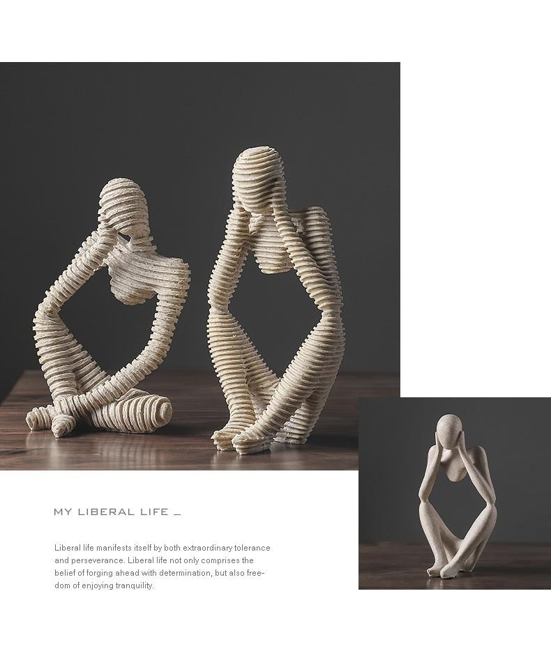Vilead Nordic Abstracte Denker Standbeeld Hars Beeldje Office Home Decoratie Desktop Decor Handgemaakte Ambachten Sculptuur Moderne Kunst