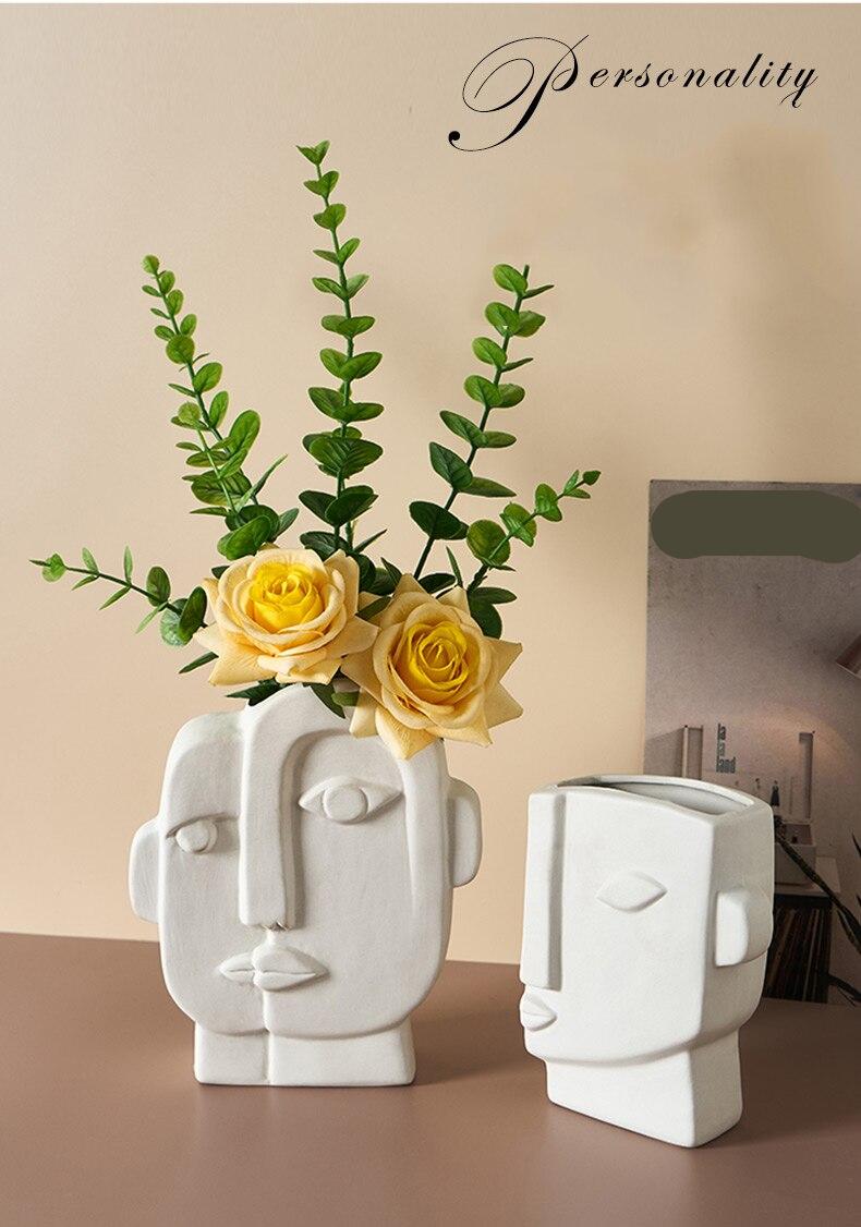 Nordic Decor Creative Art Gezicht Vorm Porselein Bloem Vaas Home Decor Woonkamer Decoratie Eettafel Thuis Keramische Ornament