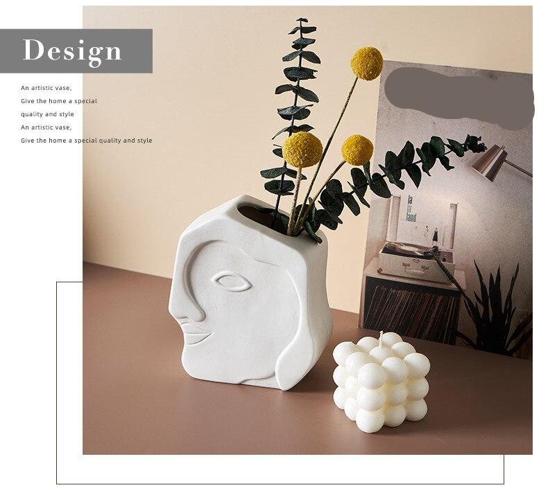Nordic Decor Creative Art Gezicht Vorm Porselein Bloem Vaas Home Decor Woonkamer Decoratie Eettafel Thuis Keramische Ornament