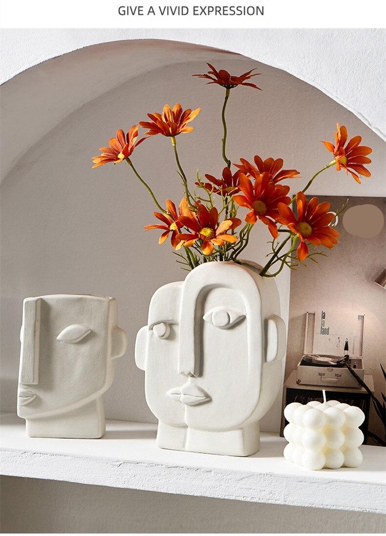 Nordic Decor Creative Art Gezicht Vorm Porselein Bloem Vaas Home Decor Woonkamer Decoratie Eettafel Thuis Keramische Ornament