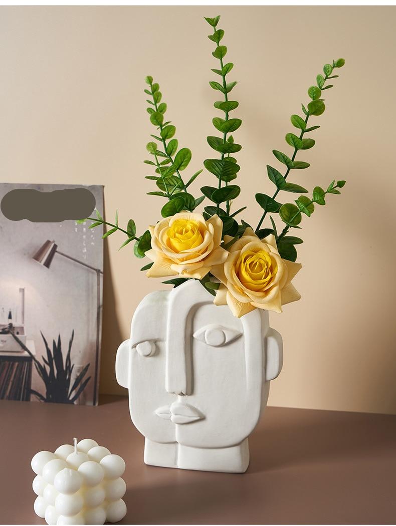 Nordic Decor Creative Art Gezicht Vorm Porselein Bloem Vaas Home Decor Woonkamer Decoratie Eettafel Thuis Keramische Ornament