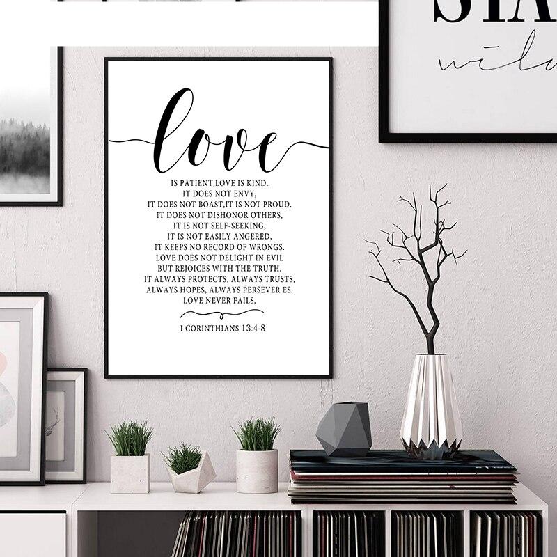Scandinavische Stijl Liefde Poster Zwart En Wit Canvas Schilderij Amore Muur Foto 'S Voor Woonkamer Nordic Decoratie Thuis Kunst