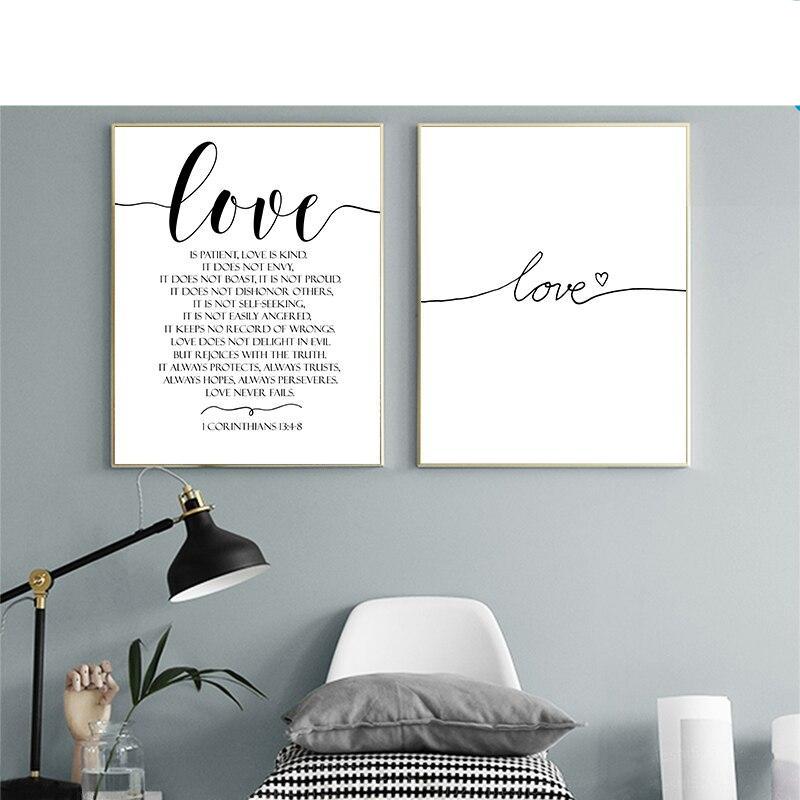 Scandinavische Stijl Liefde Poster Zwart En Wit Canvas Schilderij Amore Muur Foto 'S Voor Woonkamer Nordic Decoratie Thuis Kunst