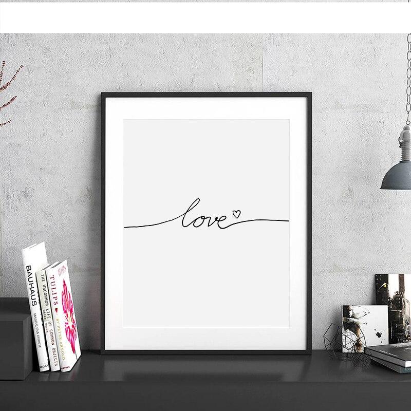 Scandinavische Stijl Liefde Poster Zwart En Wit Canvas Schilderij Amore Muur Foto 'S Voor Woonkamer Nordic Decoratie Thuis Kunst