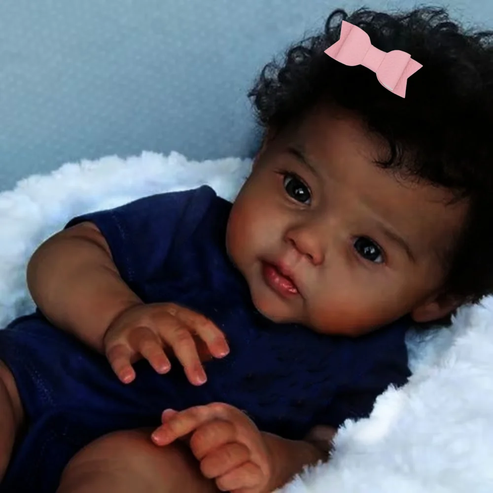 20Inch African American Doll Raven Dark Skin Reborn Baby Finished Newborn With Rooted Hair Handmade Toy Gift For Girls 20Inch African American Doll Raven Dark Skin Reborn Baby Finished Newborn With Rooted Hair Handmade Toy Gift For Girls