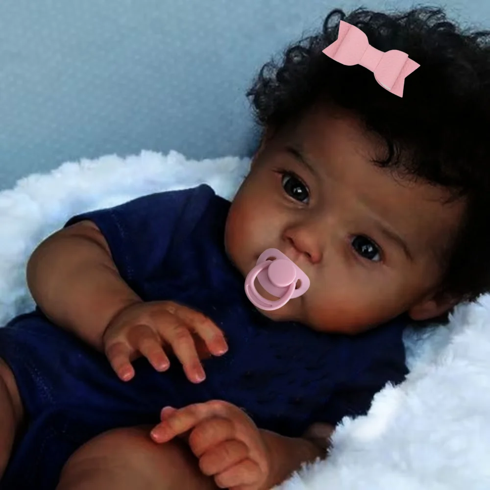 20Inch African American Doll Raven Dark Skin Reborn Baby Finished Newborn With Rooted Hair Handmade Toy Gift For Girls 20Inch African American Doll Raven Dark Skin Reborn Baby Finished Newborn With Rooted Hair Handmade Toy Gift For Girls