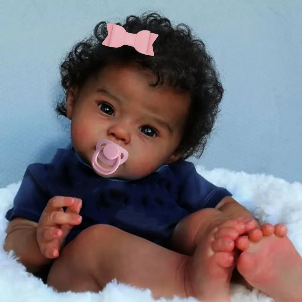 20Inch African American Doll Raven Dark Skin Reborn Baby Finished Newborn With Rooted Hair Handmade Toy Gift For Girls 20Inch African American Doll Raven Dark Skin Reborn Baby Finished Newborn With Rooted Hair Handmade Toy Gift For Girls